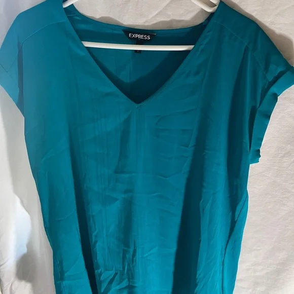 Express Women's Turquoise V-Neck Blouse - Picture 1 of 6